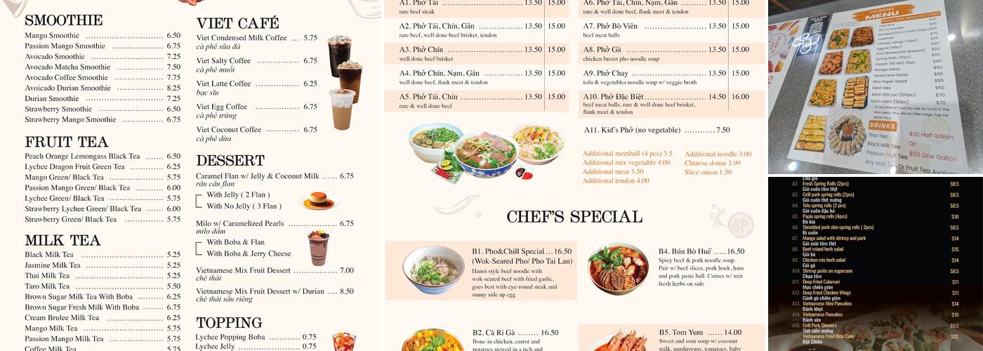 Pho & Chill Menu