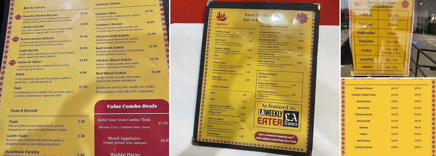 Karachi Kitchen Menu