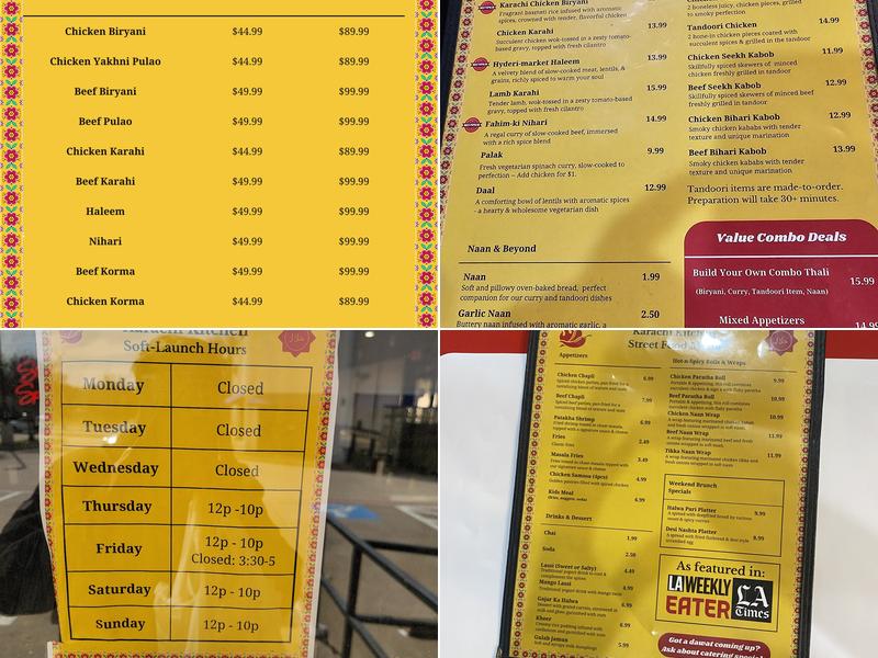 Karachi Kitchen Menu