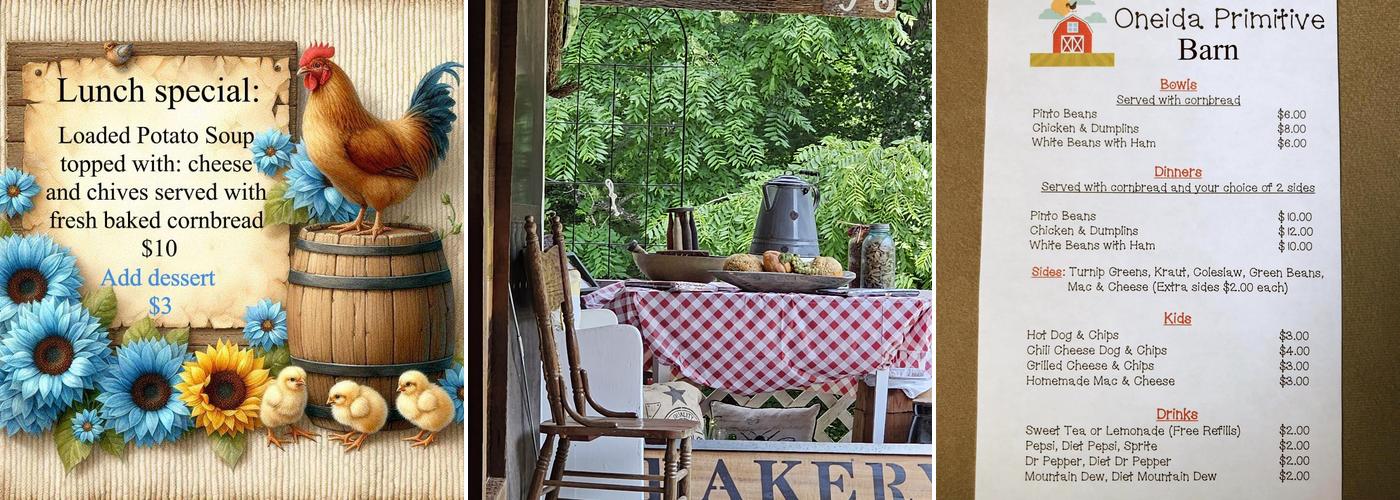 The Oneida Primative Barn Menu