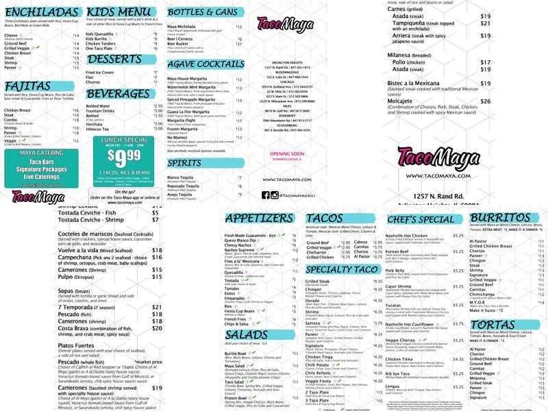 Taco Maya Menu