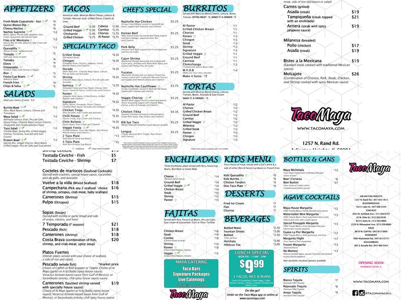 Taco Maya Menu