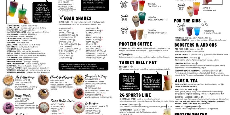 Anthony Wayne Nutrition Menu