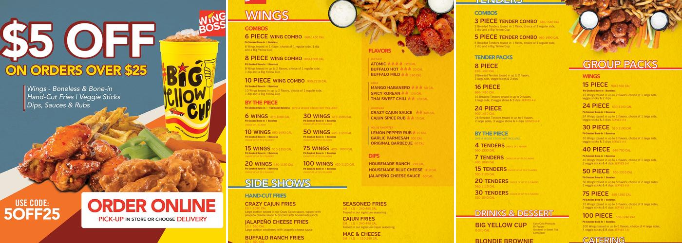 Wing Boss Menu