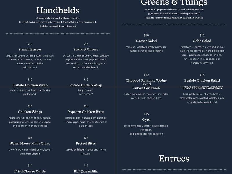 Carlisle's Restaurant Menu