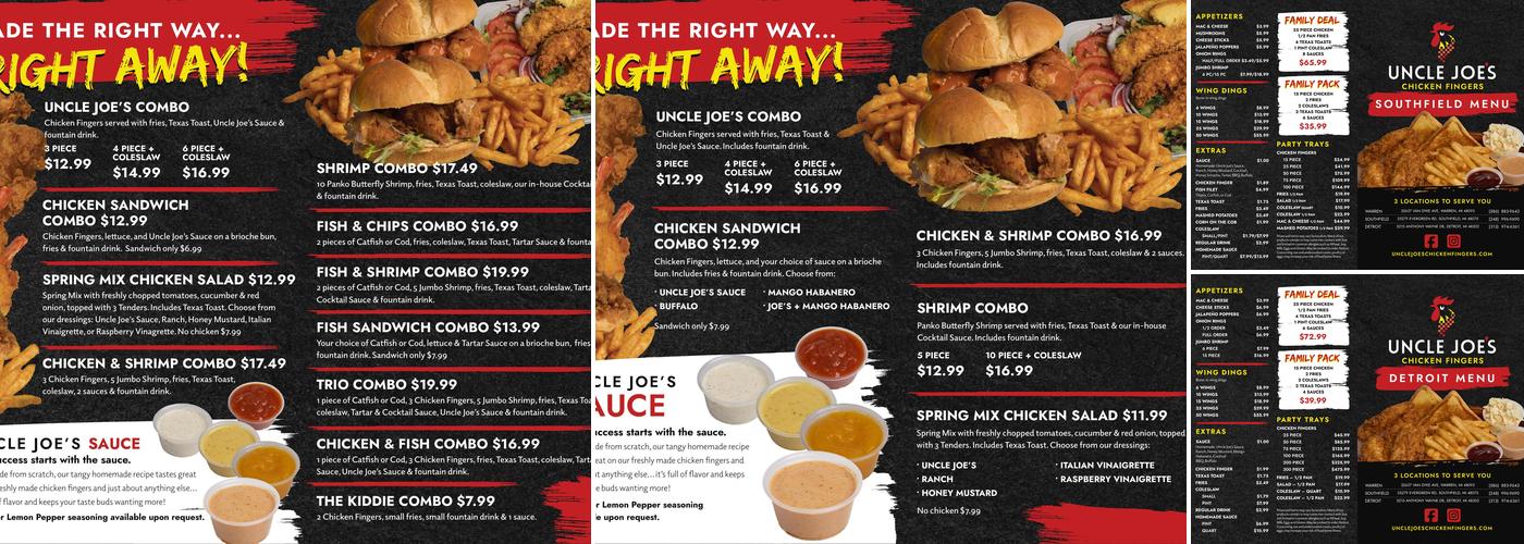 Uncle Joe's Chicken Fingers Menu