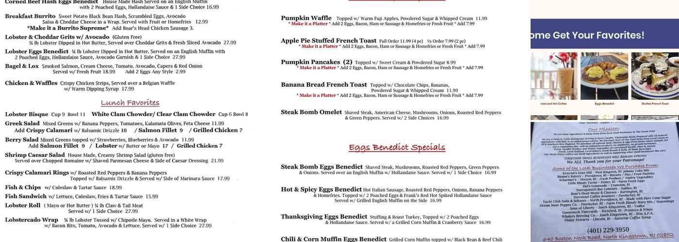 Jiggers South Menu