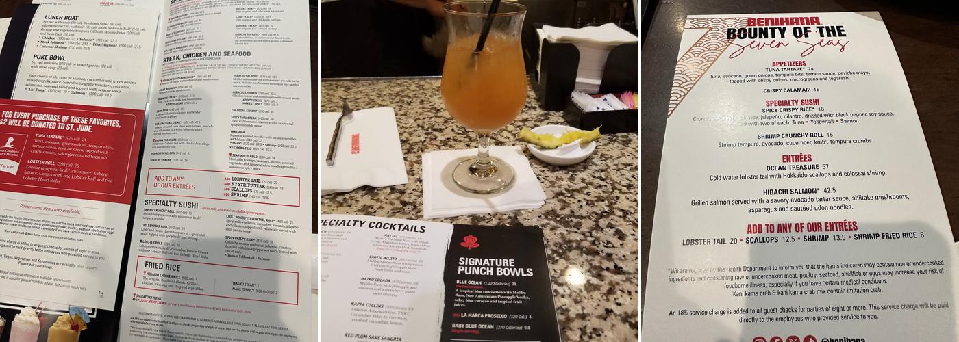 comida de mariscos Menu