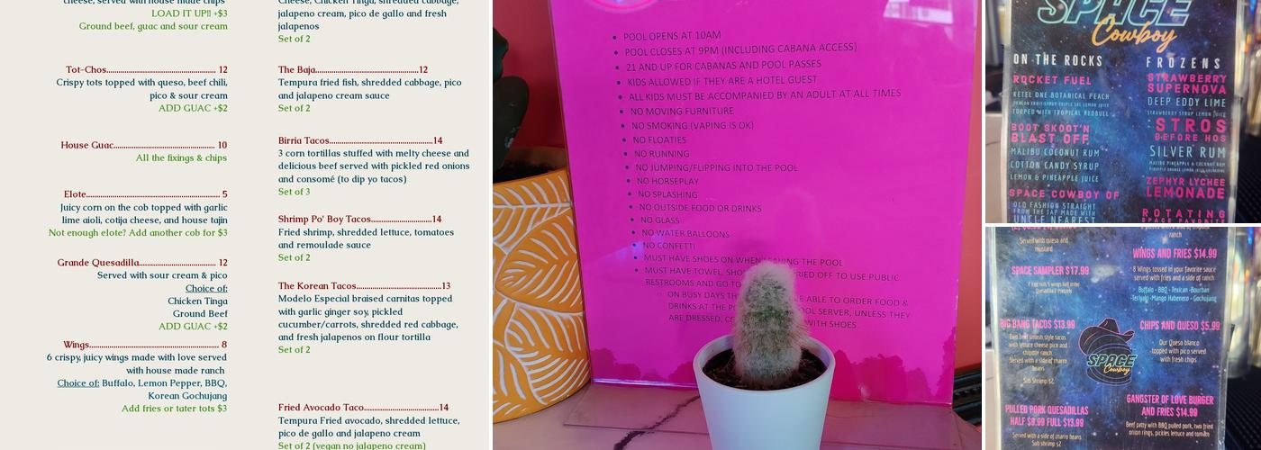 Space Cowboy Menu