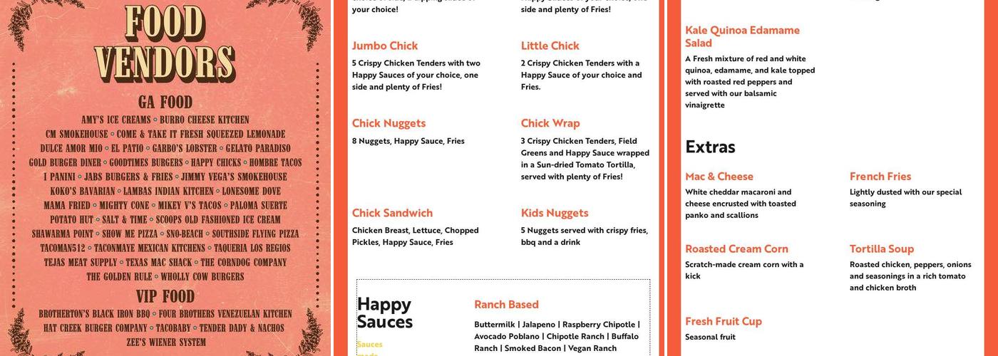 Happy Chicks Menu