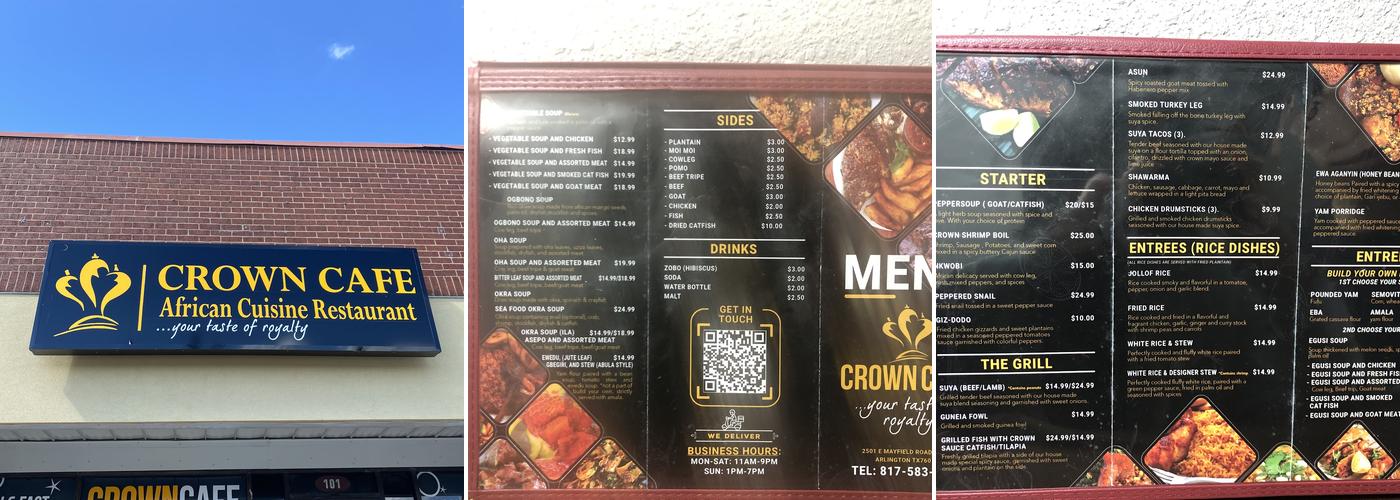 Crown Cafe Menu