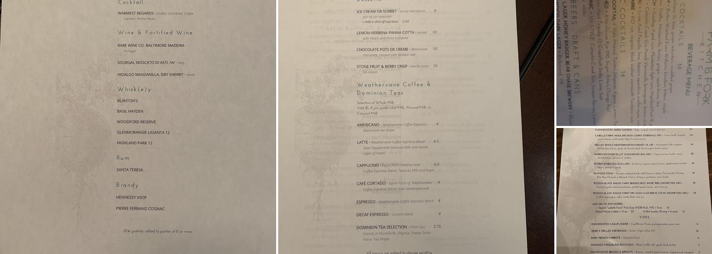 Farm & Fork Kitchen Menu