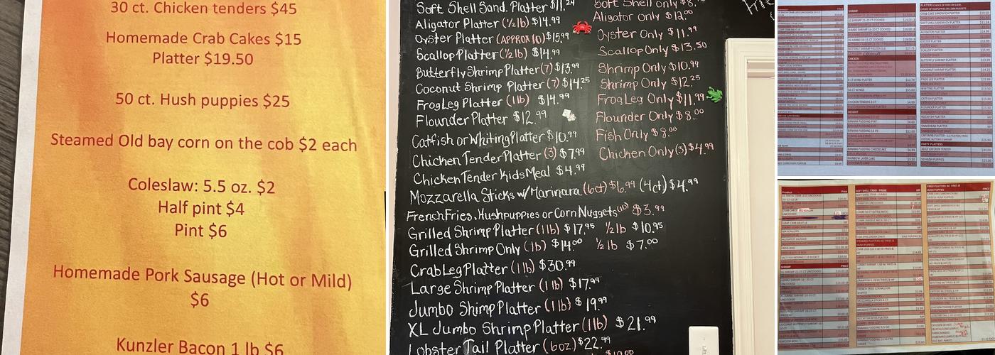 Dixie Joe's Crab Shack Menu