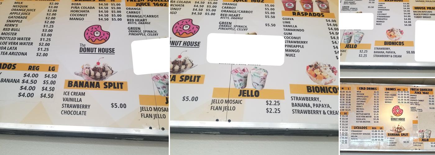 The Donut House Menu