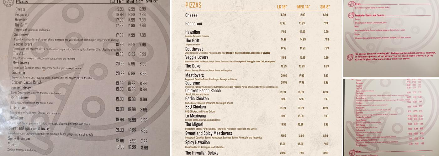 MC Pizza Menu