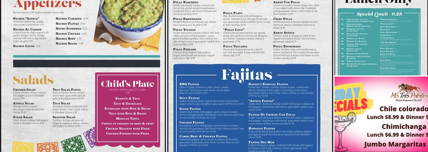 Mis Tres Potrillos Olney Menu
