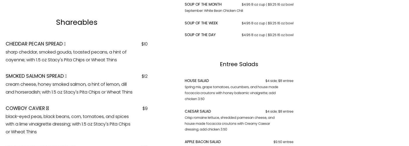 Natchitoches Picnic Company Menu