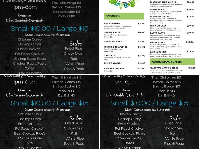 Platinum Cuisines Menu