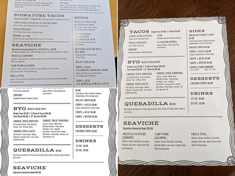 Seaviche Tacos & Bowls Menu