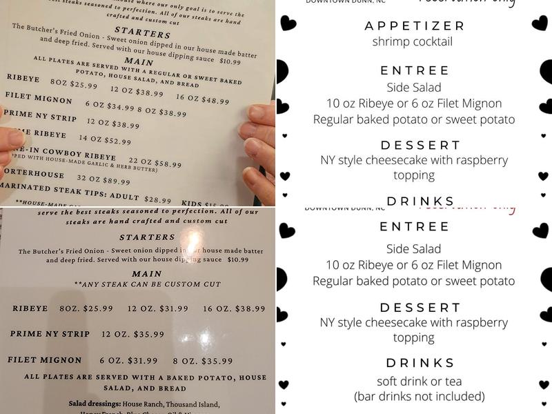 The Butcher's Table Menu