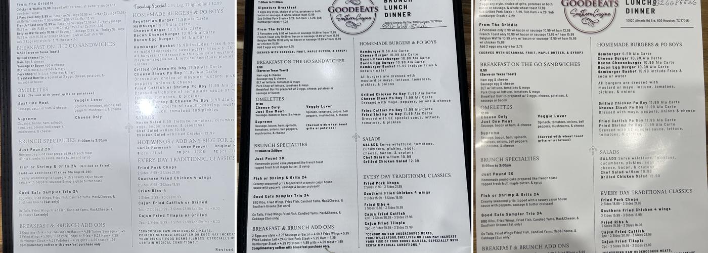 Goode Eats Menu