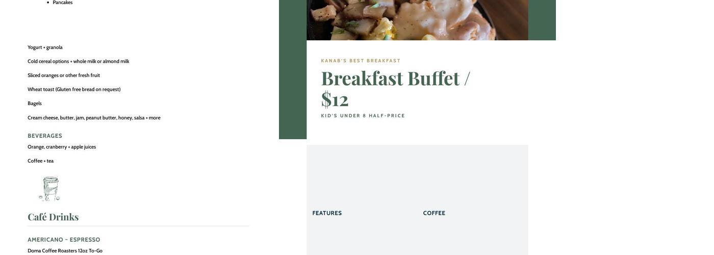 Origin Breakfast Buffet Menu