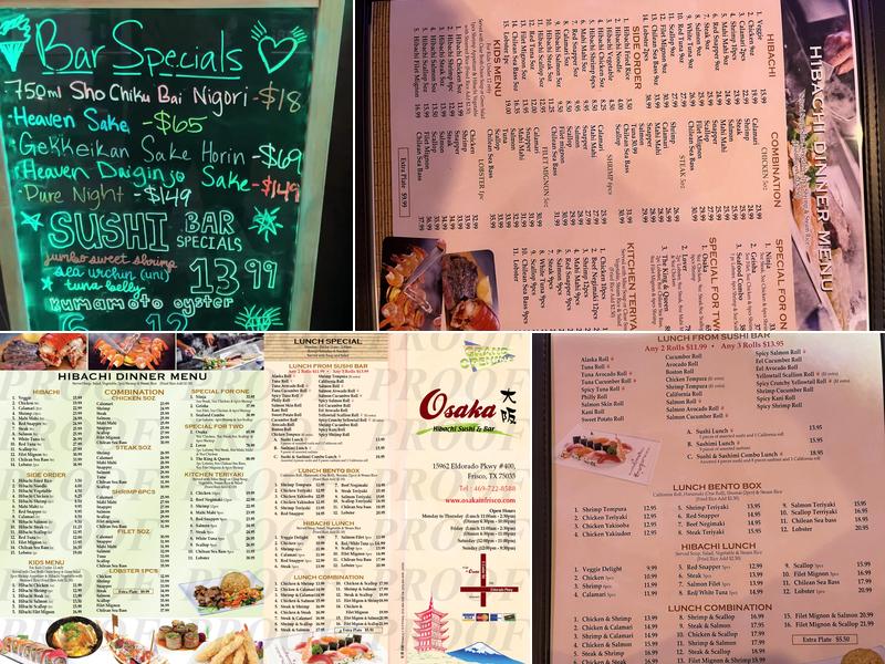 Osaka Hibachi Sushi & Bar Menu