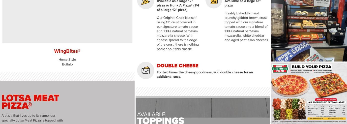 Hunt Brothers Pizza Menu