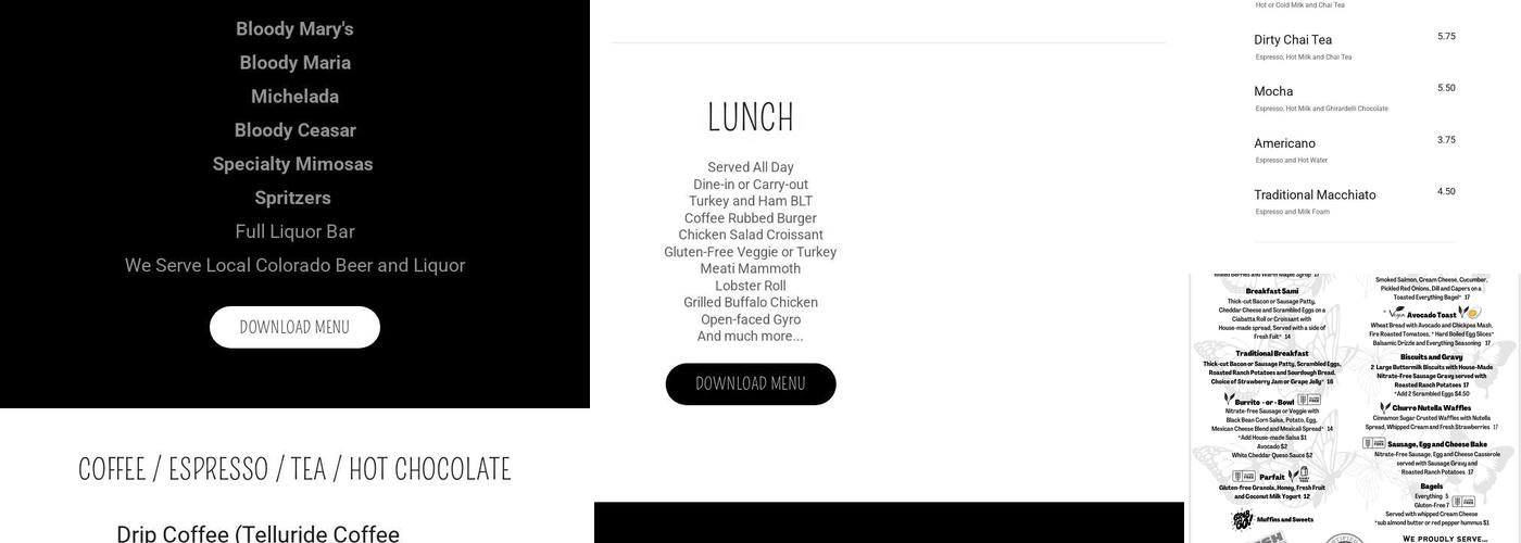 Kami's Samis Menu