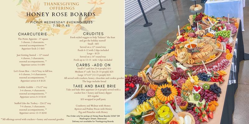 Honey Rose Boards Menu