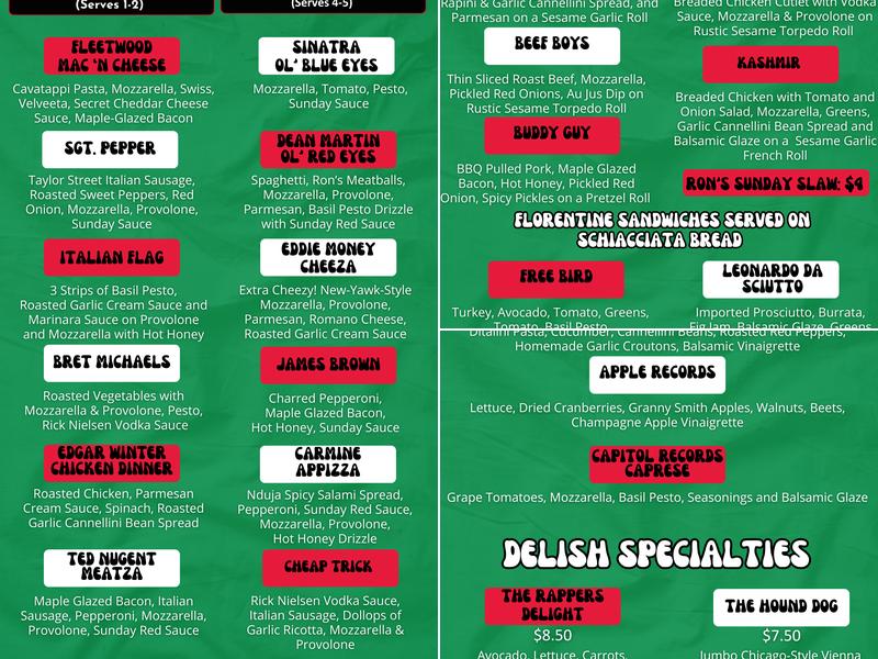 Des Pizza Menu