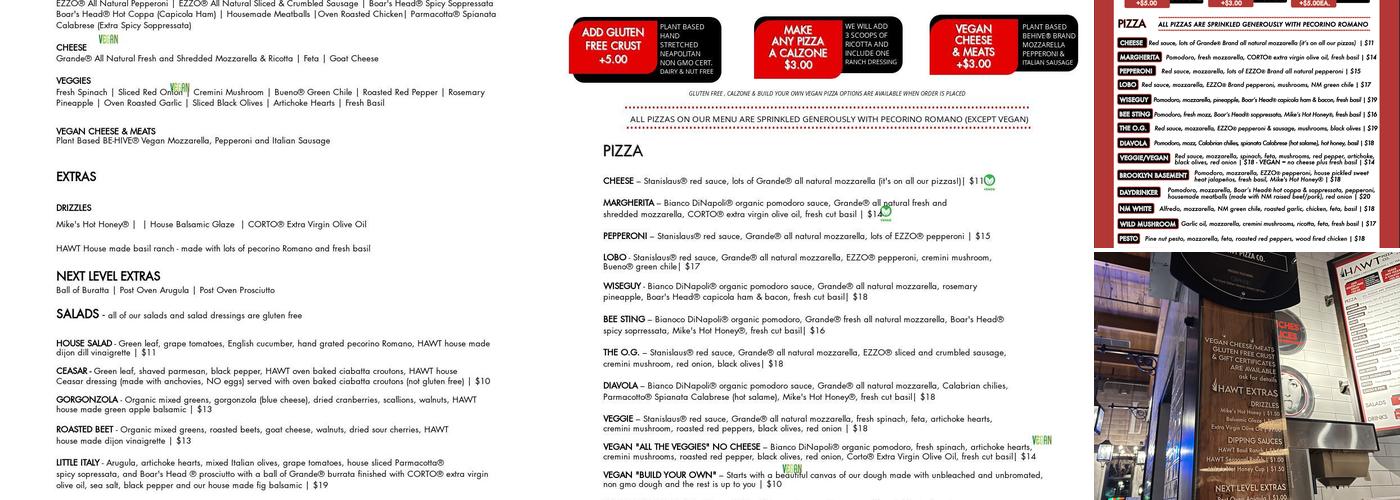 Hawt Pizza Co Menu