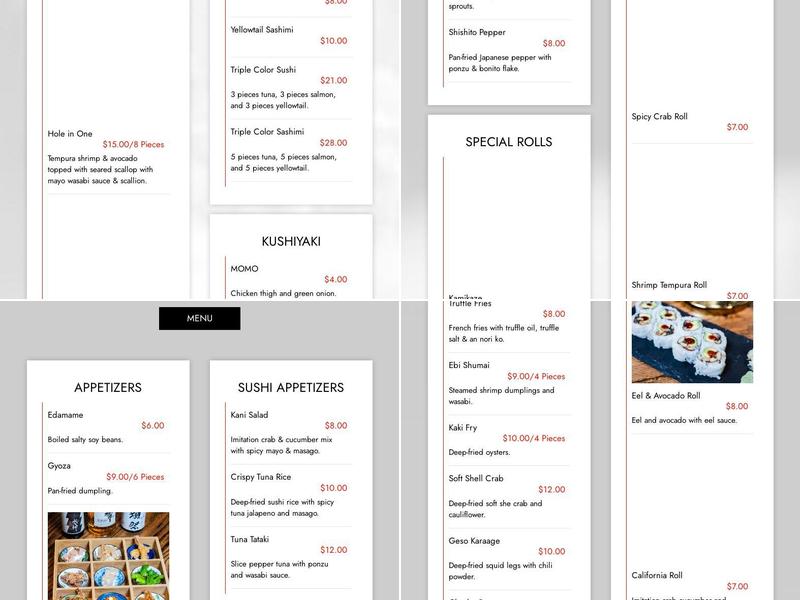 Zundo Izakaya Ramen, Sushi Robata Menu