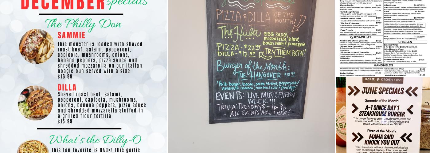 Jasper Kitchen + Bar Menu