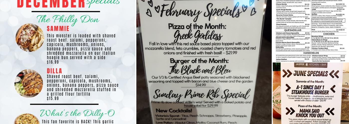 Jasper Kitchen + Bar Menu