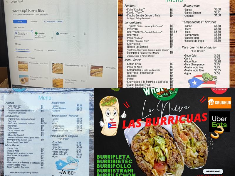 What's Up? Puerto Rico Menu