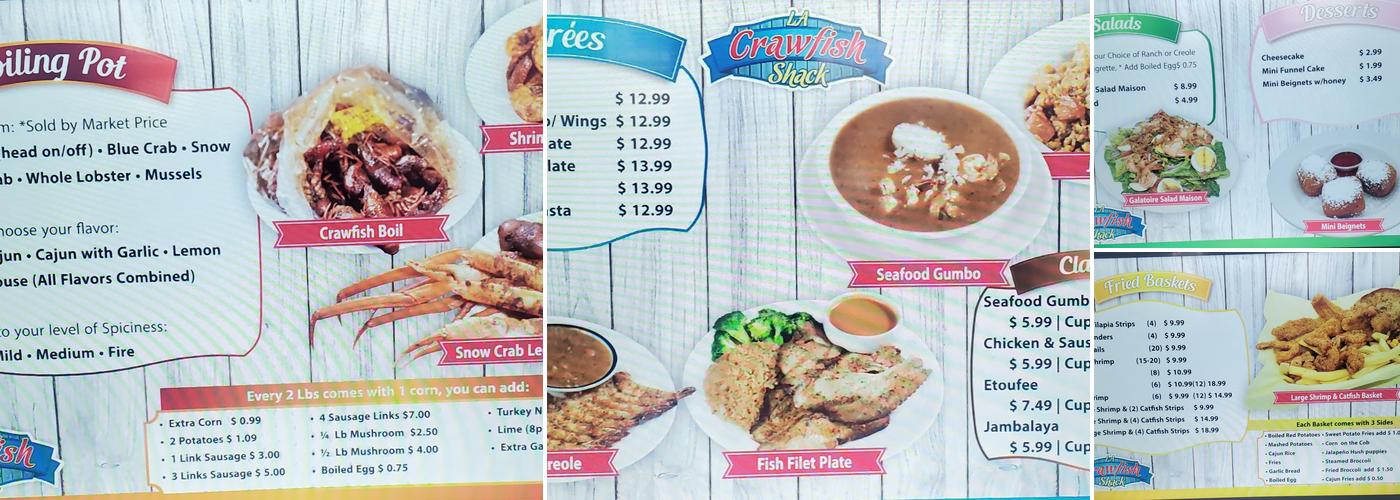 LA Crawfish Shack Menu
