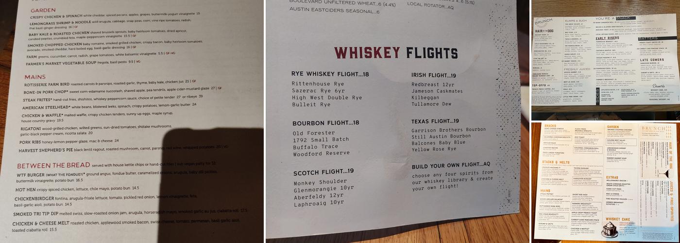 Whiskey Cake Kitchen & Bar Menu