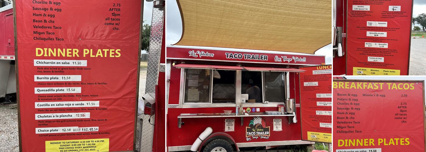 Las Valedores Taco Trailer Menu