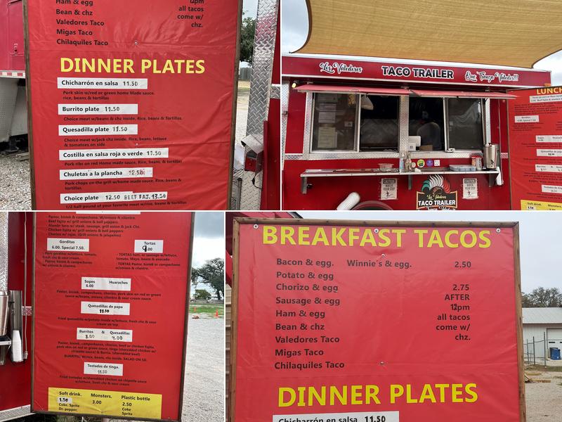 Las Valedores Taco Trailer Menu