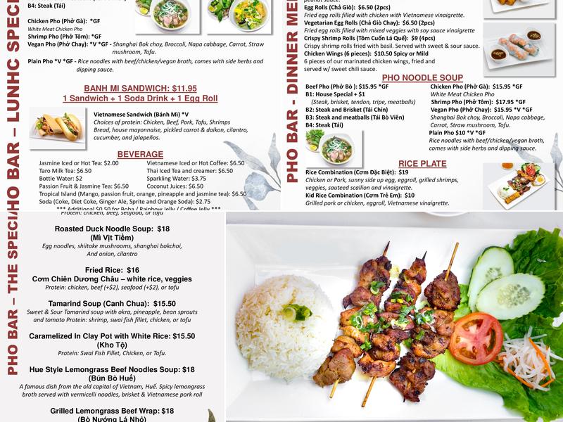 Pho Bar Menu