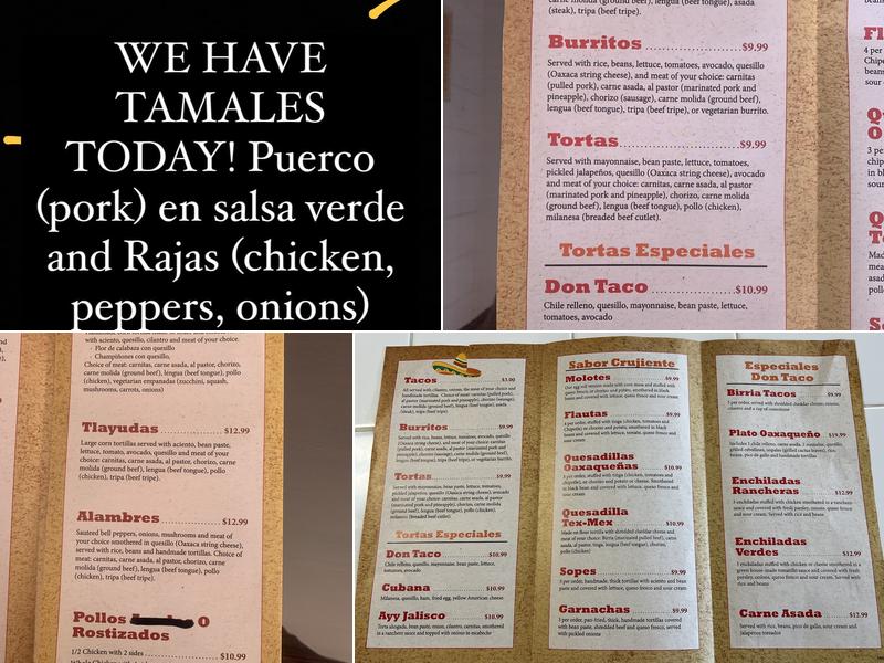 Don Taco Taqueria & Much More Menu