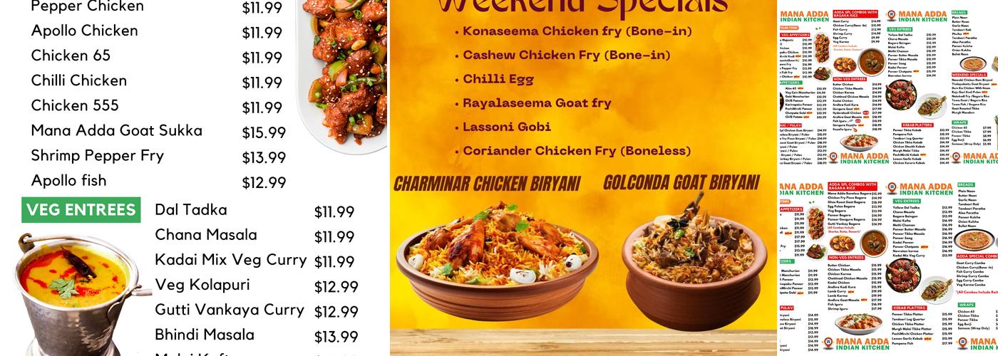 Mana Adda Indian Kitchen Menu