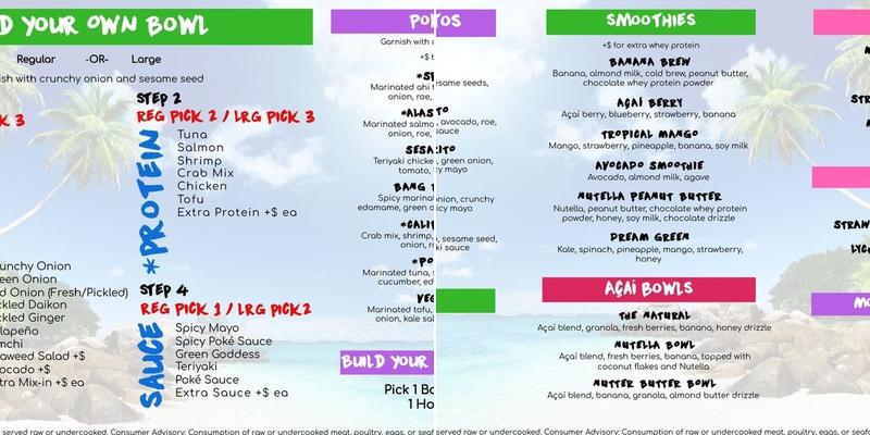 Jessica's Poke Island Menu