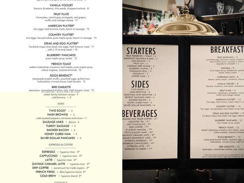Weber's Breakfast Bar Menu