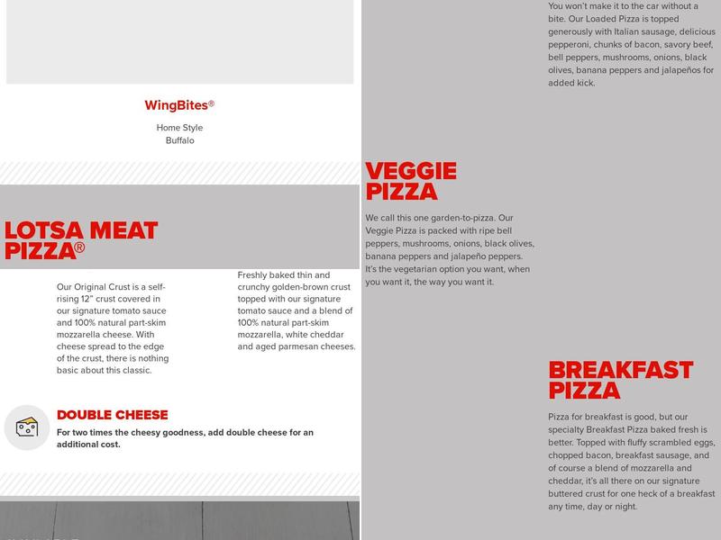 Hunt Brother Pizza Menu