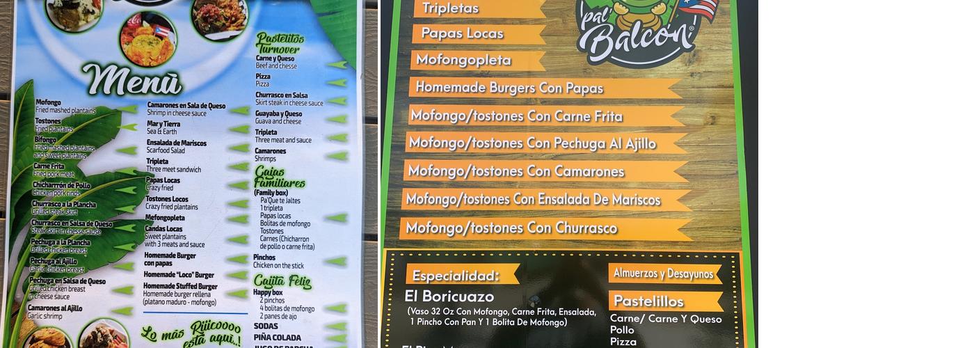 Pal' Balcón Menu