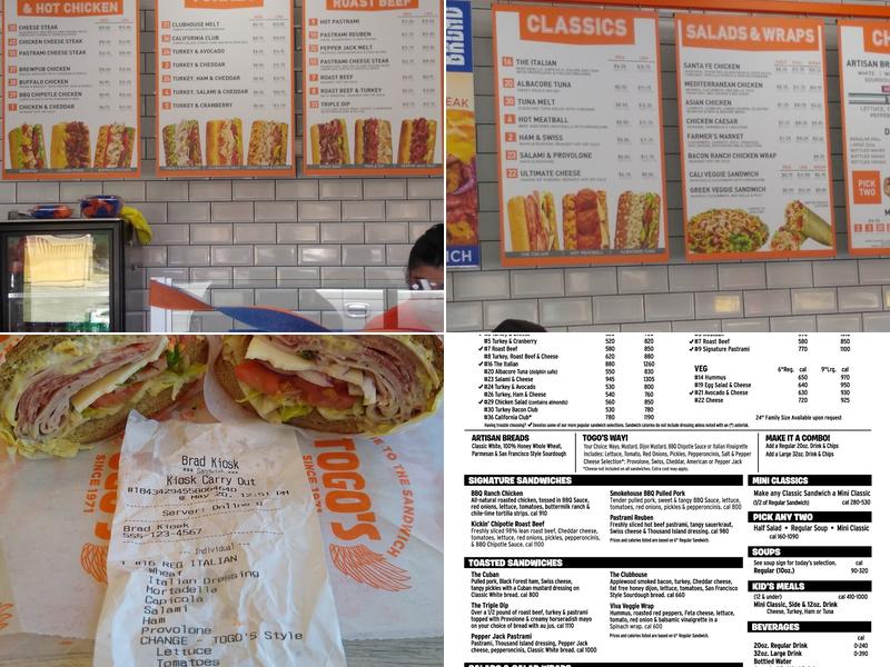 TOGO's Sandwiches Menu
