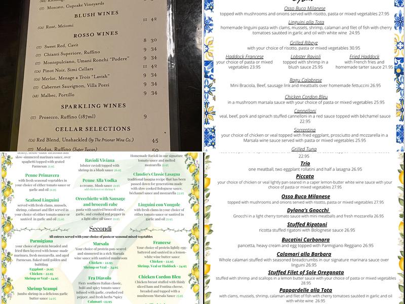 Il Limone Restaurant Pizzeria Menu