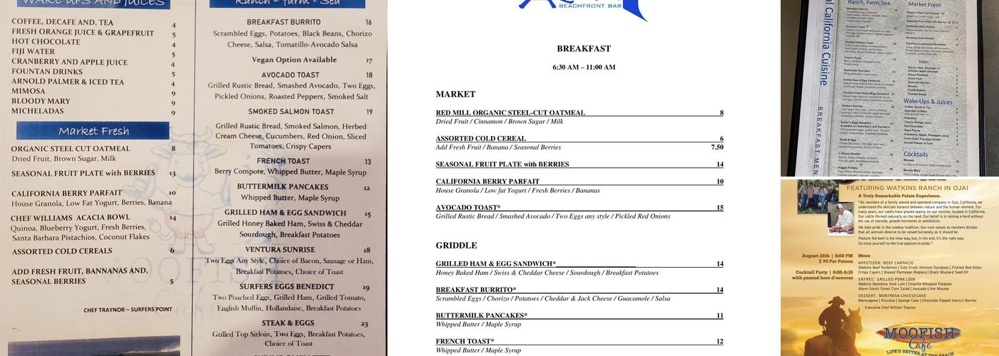 Moofish Cafe’ Menu